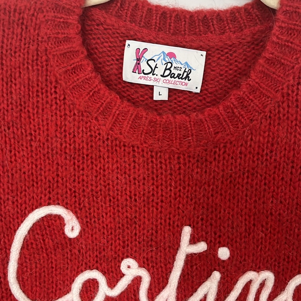 MC2 Saint Barth Red Crew Neck Sweater Vibrant Knit Casual - Picture 6 of 11